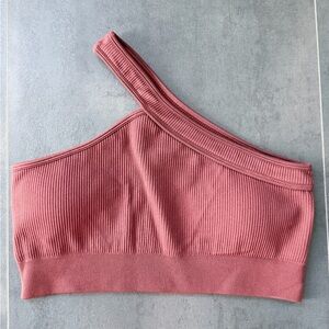 NEW One-Shoulder Ribbed Crop Top - brown